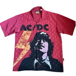 AC/DC Rockware Y2K Vintage Short-Sleeve Button-Down Shirt Men’s Large EUC